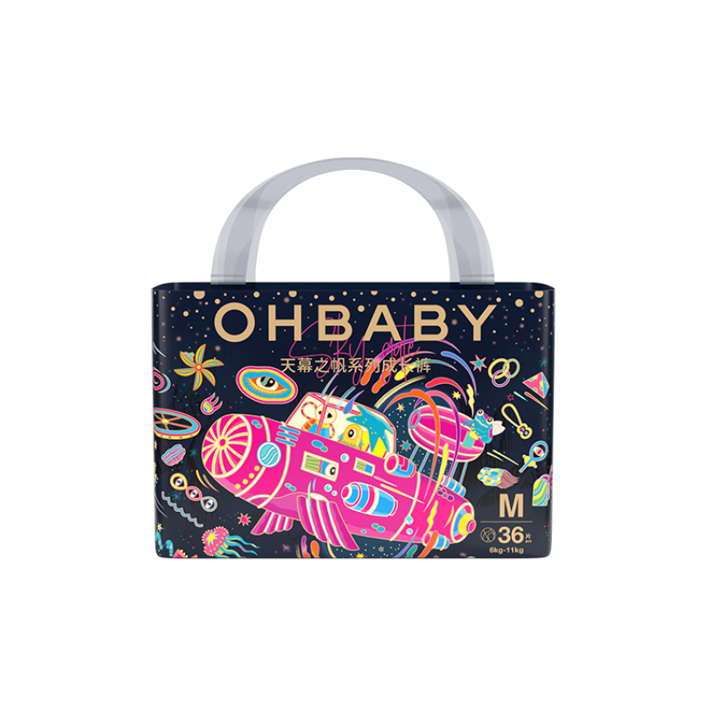 欧贝比(OHBABY)天幕之帆奢柔透气全包臀成长裤一体防漏拉拉裤M码36片 拉拉裤M码36片