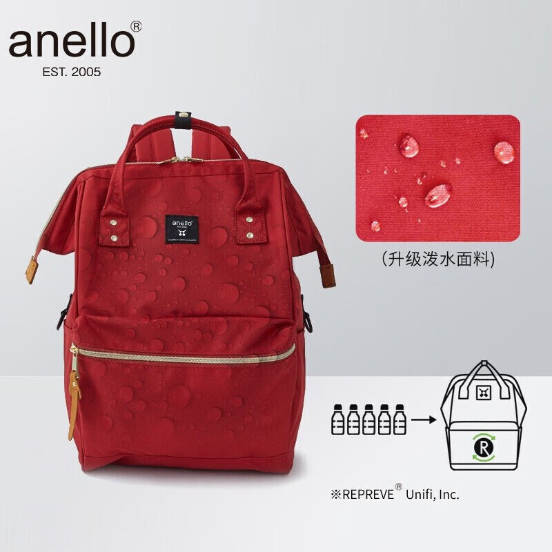 anello日本乐天包离家出走包电脑隔层双肩包男女背包书包主袋可放15.6英寸防盗升级款中号ATB0193R红蓝白