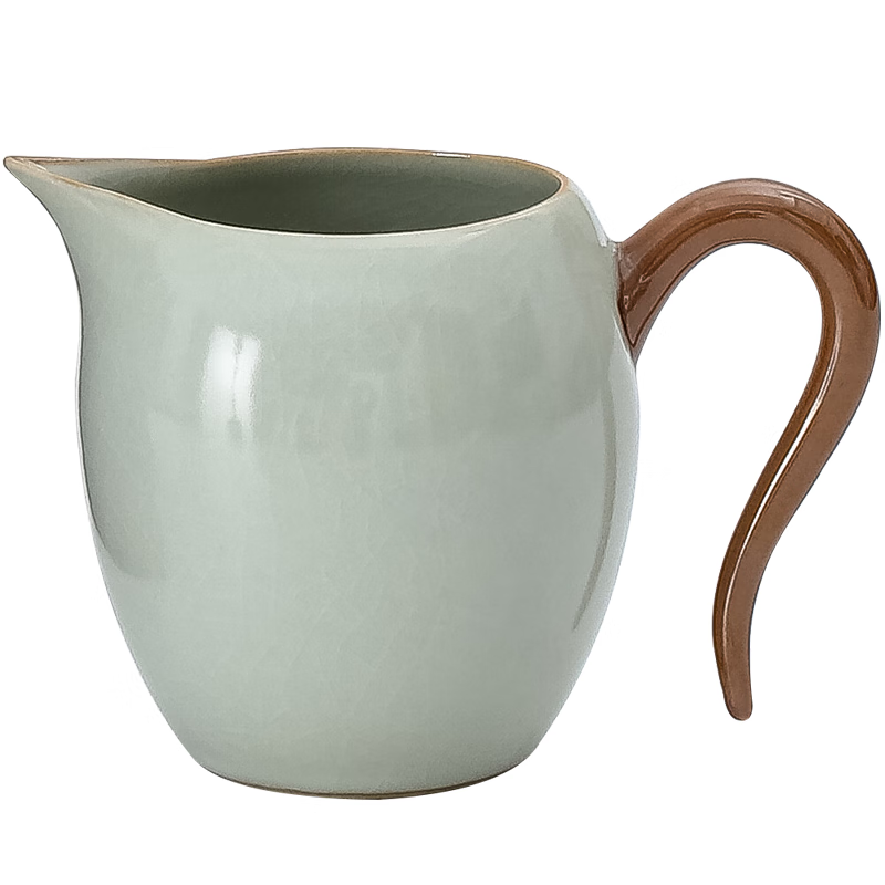 金镶玉 公道杯茶具配件 仿宋汝窑开片陶瓷可养金线功夫茶具 聆听茶海 汝窑公杯