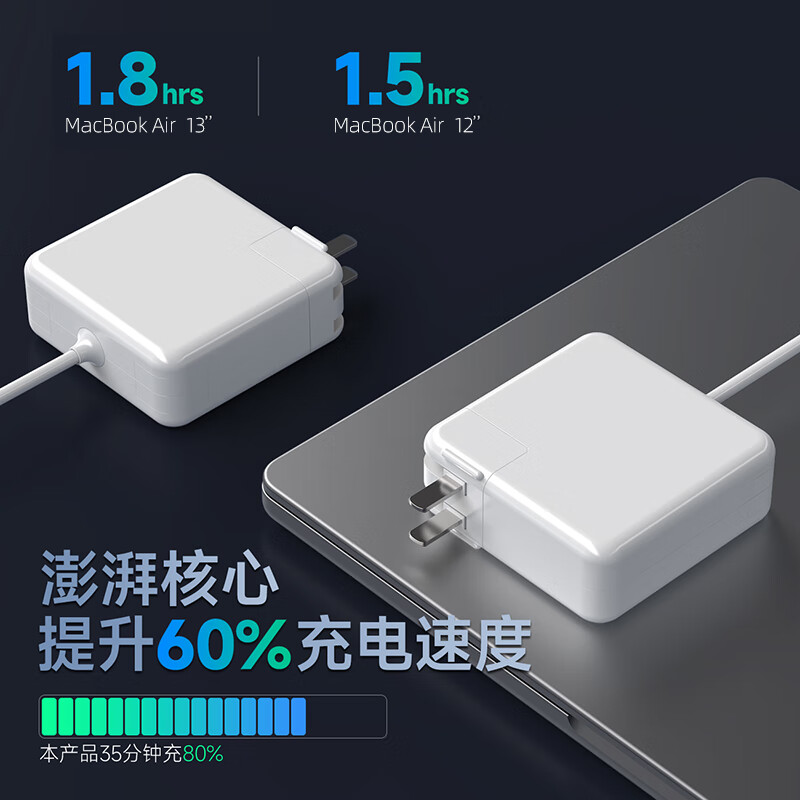 悠品 苹果笔记本电脑充电器Macbook Air Pro电源适配器45/60/85W配件线/头 A1466 A1465 A1436磁吸头