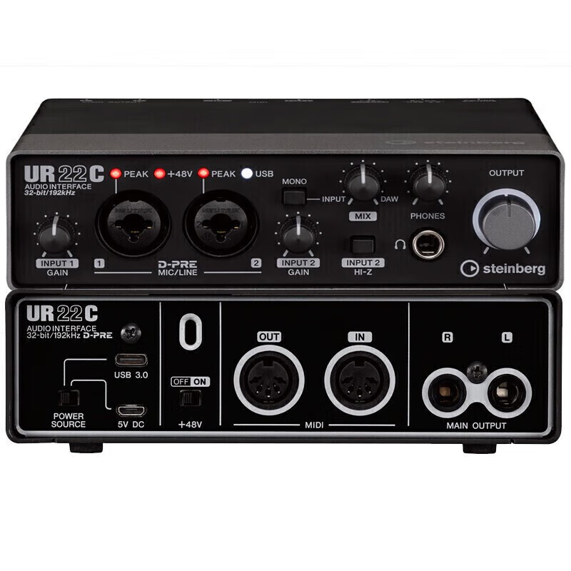 雅马哈（YAMAHA）UR22C配音有声书录音专业设备声卡外置电容麦克风录音棚吉他编曲 UR22C声卡