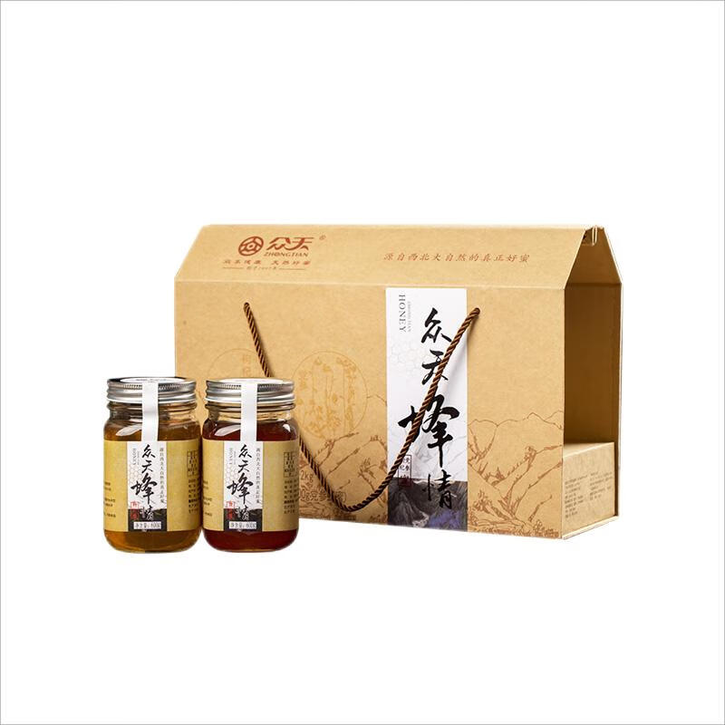 众天 陕西省淳化县特产 众天蜂情600g*2瓶/盒 套装 乡村振兴 