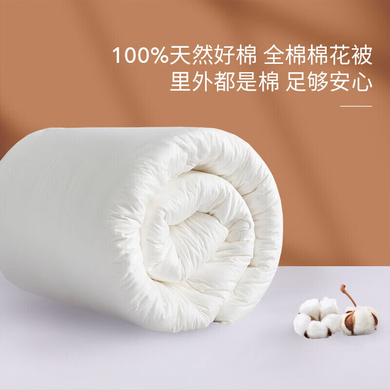 多喜爱 A类全棉面料100%新疆棉花春秋棉被子 四季被芯 约5.9斤229*230cm 100%新疆棉花春秋被-全棉A类花边1.8/2.0米床【230*229cm】