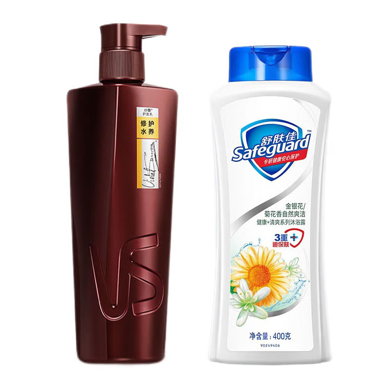 沙宣（VS） 修护水养护发乳400g+舒肤佳 健康清爽沐浴露金银花菊花香型400g 