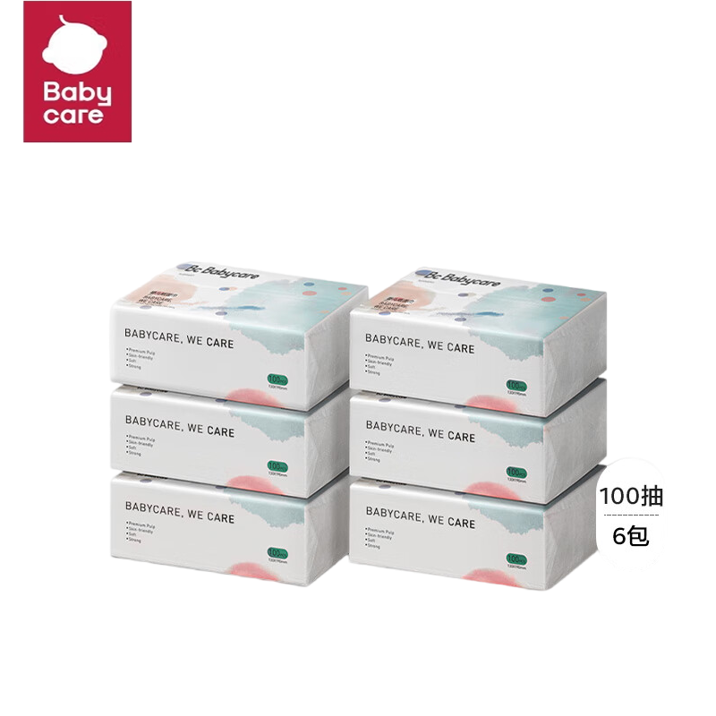 Bc Babycare 婴儿柔纸巾宝宝柔软抽纸小包纸面巾纸非保湿纸S码100抽*6包 