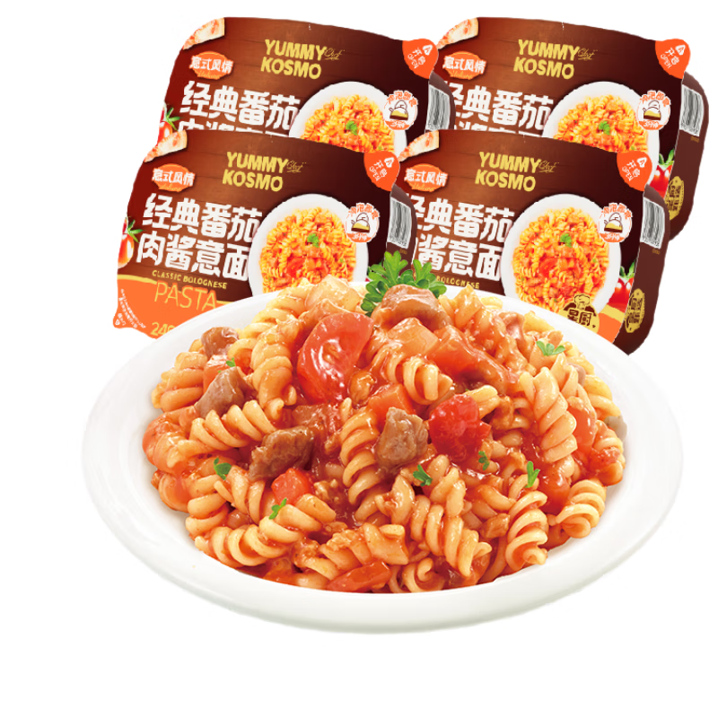 怡芽星厨版冲泡意面番茄肉酱味意大利面泡面即食方便速食早餐4盒装 星厨版番茄肉酱*4