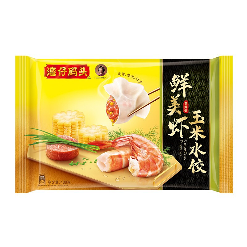 湾仔码头鲜美虾玉米水饺400g24只早餐食品速食半成品面点速冻饺子 鲜美虾玉米水饺400g 24只