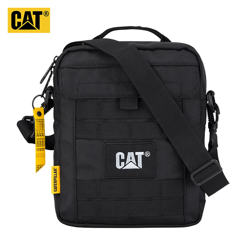 CAT卡特单肩包斜挎包11英寸iPad包记者包户外战术MOLLE扩展副包84036 黑色新款 单肩斜挎