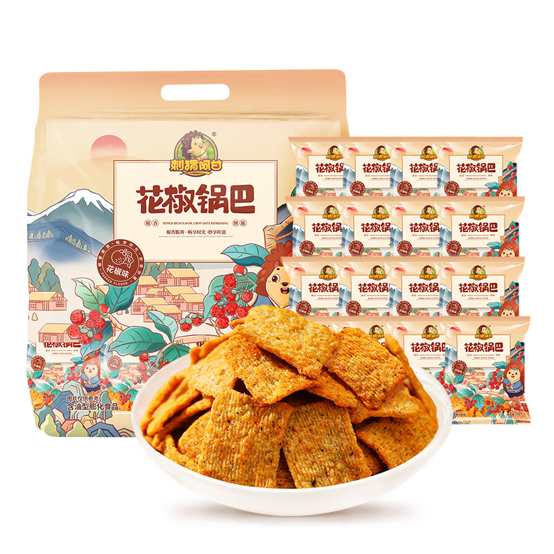 刺猬阿甘花椒锅巴225g量贩装网红推荐办公室休闲零食宿舍追剧解馋小吃 花椒锅巴量贩装225g