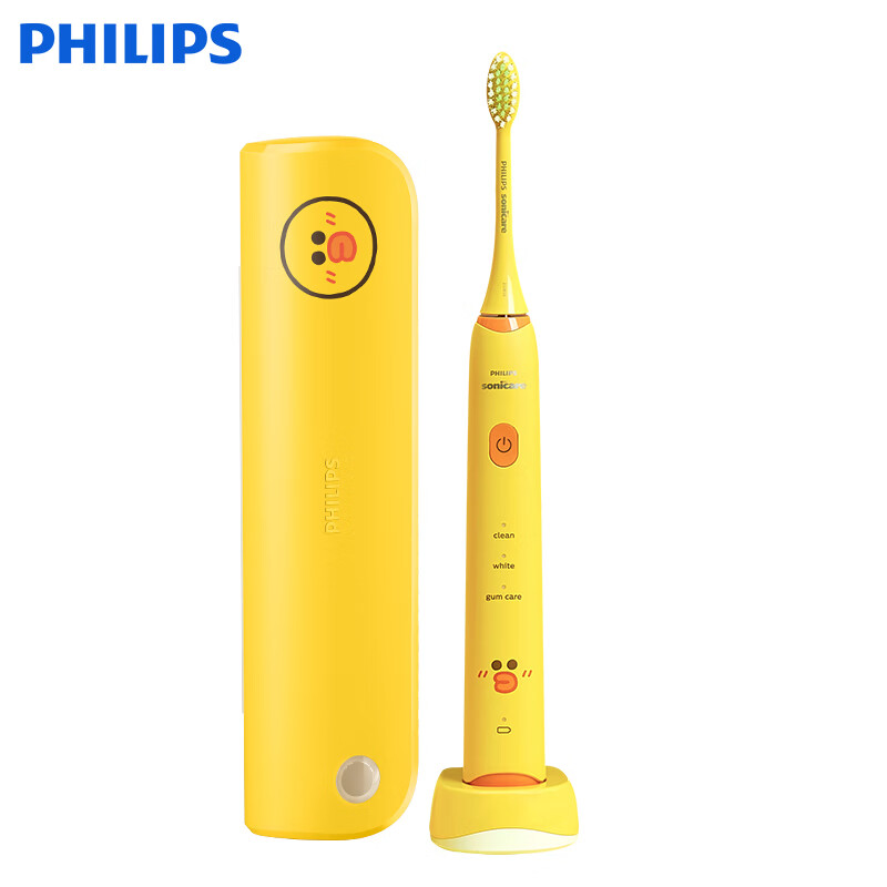 飞利浦（PHILIPS） 电动牙刷成人莎莉鸡限定礼盒内含旅行牙刷盒3种洁齿模式配备全新柔和亮白刷头 单品HX2482/01 