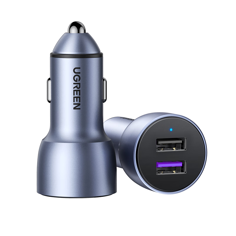 绿联车载充电器 34.5W快速充电汽车点烟器一拖二车充USB转换 【34.5W-双USB】快速充电