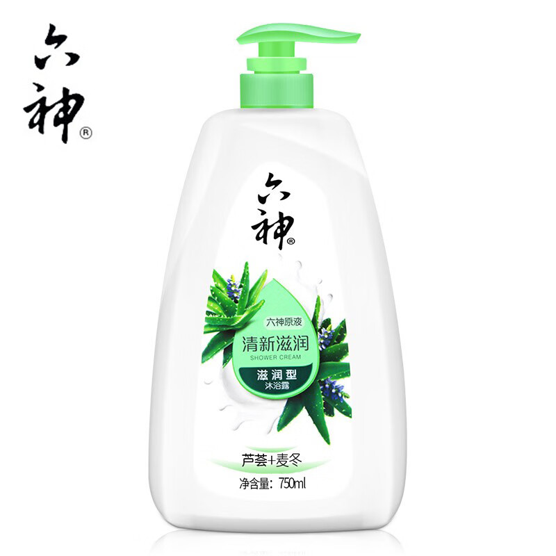 六神 沐浴露 六神清新滋润沐浴露芦荟麦冬750ml 