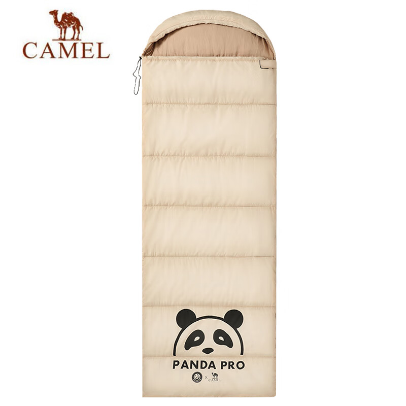 骆驼（CAMEL） 熊猫联名款1.8KG睡袋户外露营大人成人隔脏保暖加厚防寒被 