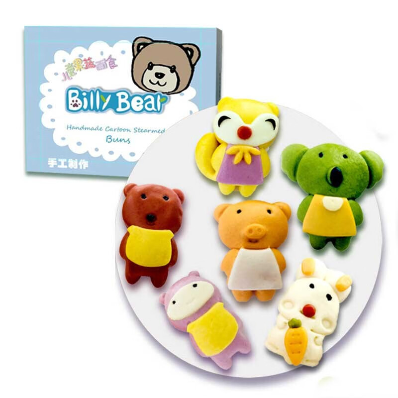 Billy Bear 无添加防腐儿童卡通馒头 可爱动物形 220g 果蔬泥 手工制作 早餐 可爱动物馒头 220g