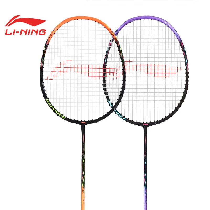 李宁（LI-NING）碳素复合羽毛球拍2支装对拍双拍 碳素中杆 雷霆9 LT9 黑桔黑紫