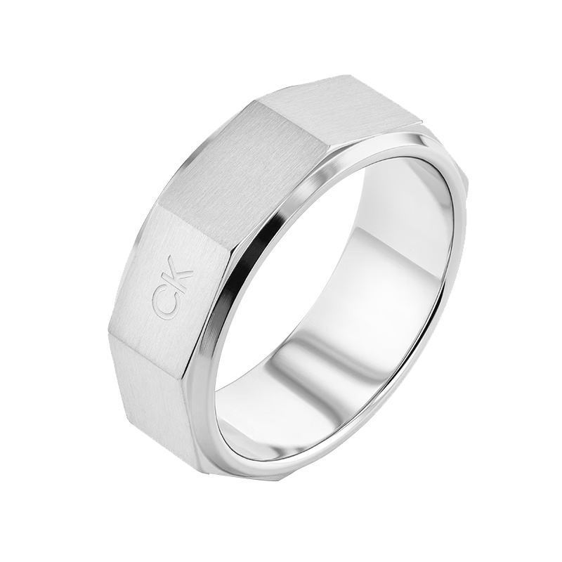 凯文克莱（Calvin Klein）CK几何时代款银色男士戒指对戒送男友礼物35000316G（尺寸:G） 几何时代银色G