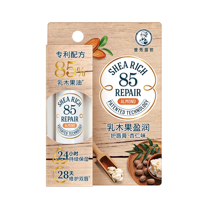 曼秀雷敦（Mentholatum）张艺兴同款乳木果盈润修护润唇膏男女保湿滋润淡化唇纹杏仁味3.8g 【85%乳木果油】杏仁味3.8g
