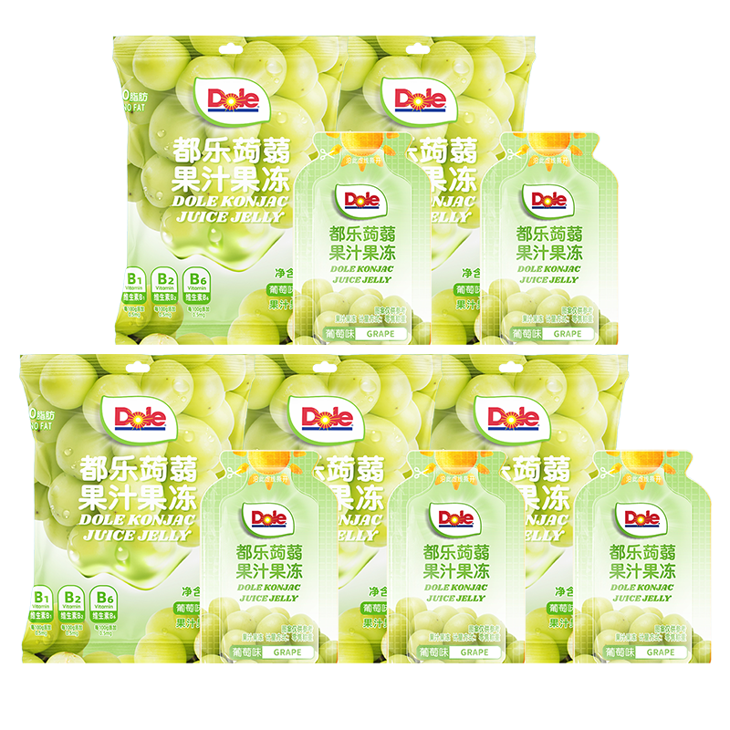 都乐（DOLE）蒟蒻果汁果冻葡萄口味100g*5包 0脂肪 儿童休闲零食大礼包 葡萄味100g5袋