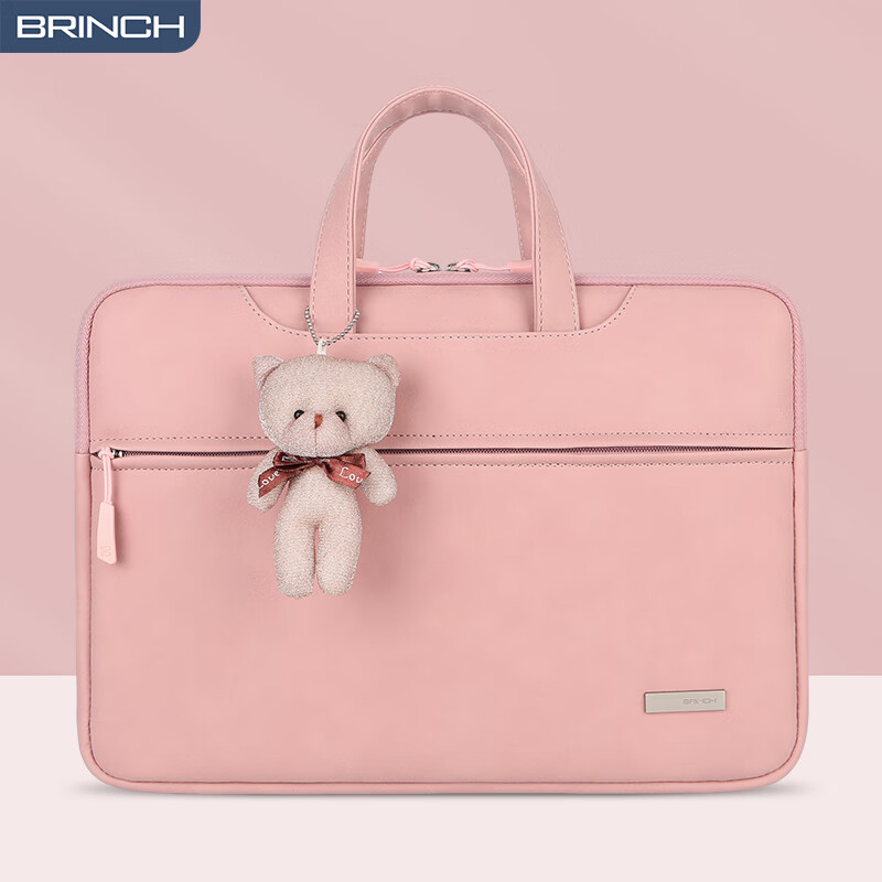 BRINCH手提电脑包女士15.6英寸适用小米华为联想收纳笔记本电脑包 B款-粉色15.6-16.1英寸通用