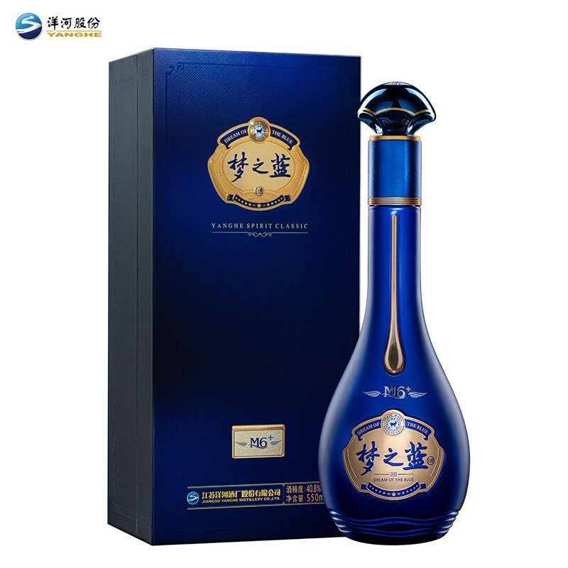洋河 梦之蓝 梦六+ 40.8度 550mL/ 单瓶装 蓝色经典 浓香型白酒 梦六+ 40.8单瓶40.8