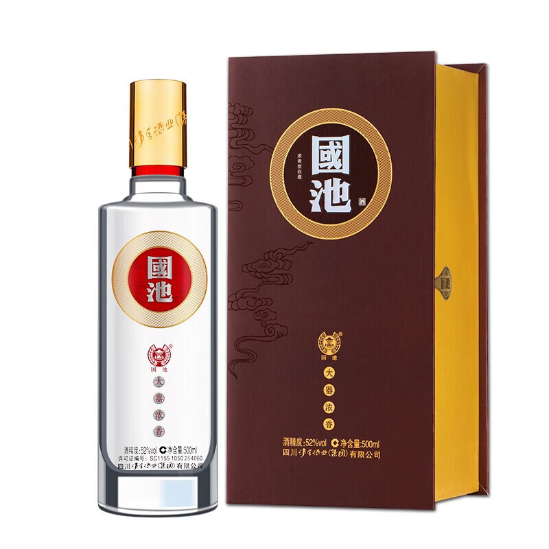 国池 大器 四川泸窖浓香型白酒粮食酒 52度 500ml 单瓶装 