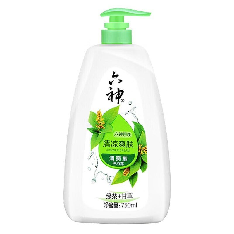 六神 清凉爽肤沐浴露750ml 清爽型沐浴液香体液 泡沫丰富易冲洗 