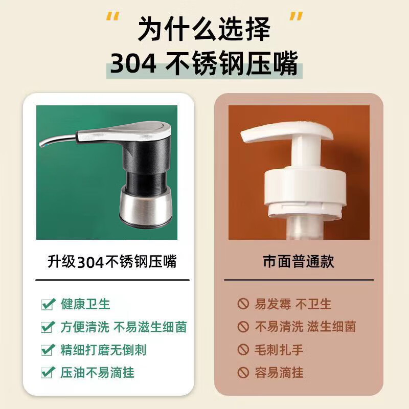 京严匠造蚝油按压器家用不锈钢挤压神器厨房按压嘴食品级挤蚝油专用泵头 【通用各品牌瓶子】不锈钢定量款京东好物严选·官方五星推荐