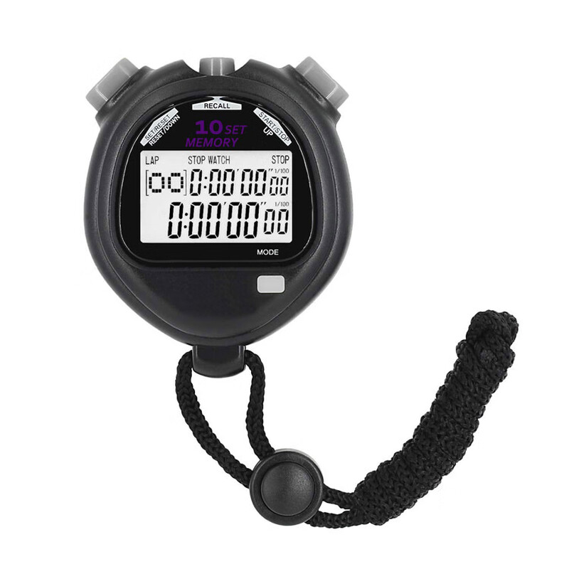 智会兴电子秒表比赛计时器十道跑步教练码表HS-3200E黑色3排200道1/1000