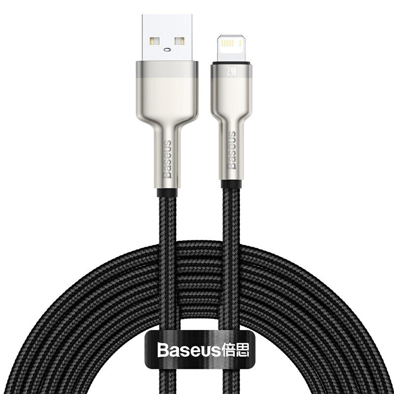倍思 苹果数据线 手机充电器电源线 USB线 适用iPhone13/12/11pro/max/SE/XS/XR/7/8Plus/iPad Air 2米 苹果合金快充线-2米-黑全新合金·快充不伤机