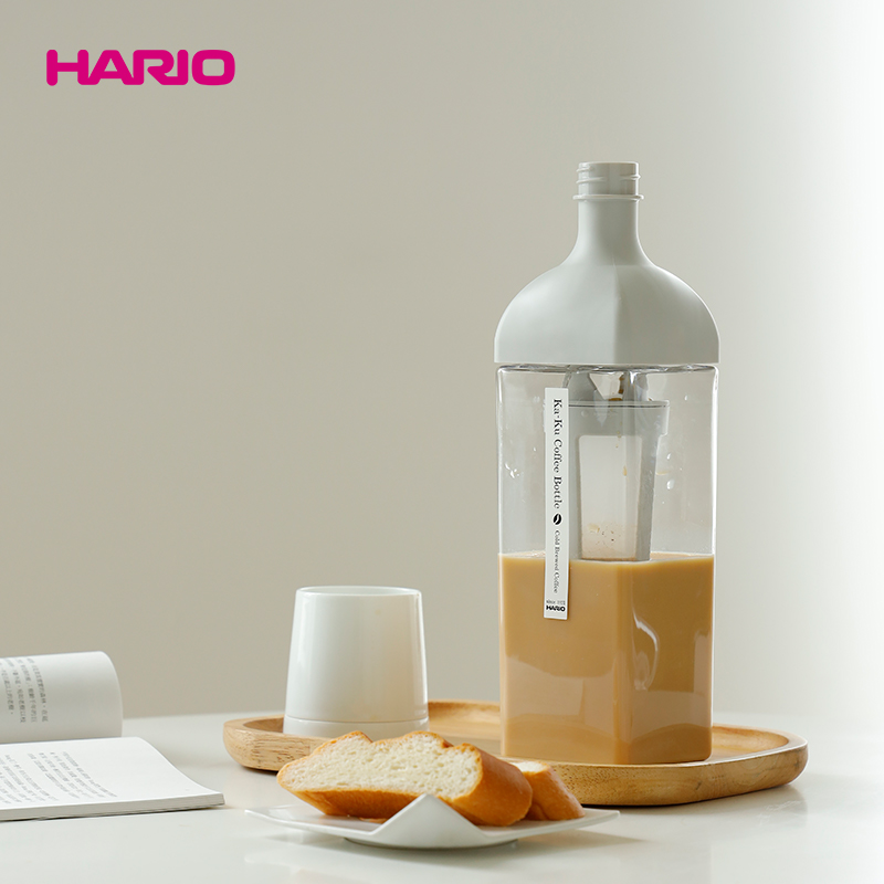 HARIO 日本原装进口冷萃咖啡壶耐热树脂冷泡壶带滤网冷萃壶 灰色1000ml
