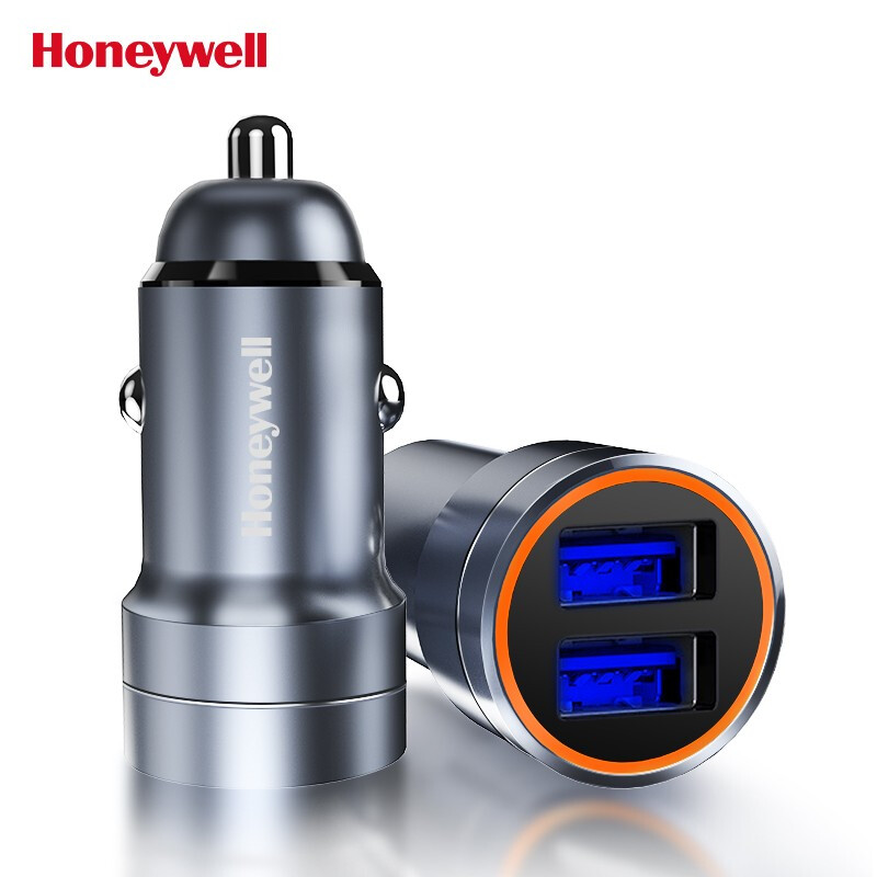 霍尼韦尔（Honeywell）车载充电器点烟器一拖二 双口usb快充头24W汽车手机充电转化器 【24W】4.8A双USB口