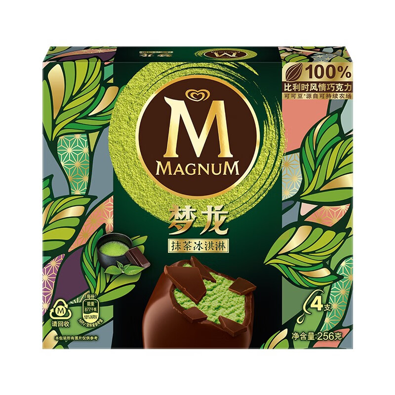 和路雪 梦龙 抹茶口味 冰淇淋家庭装 64g*4支 雪糕