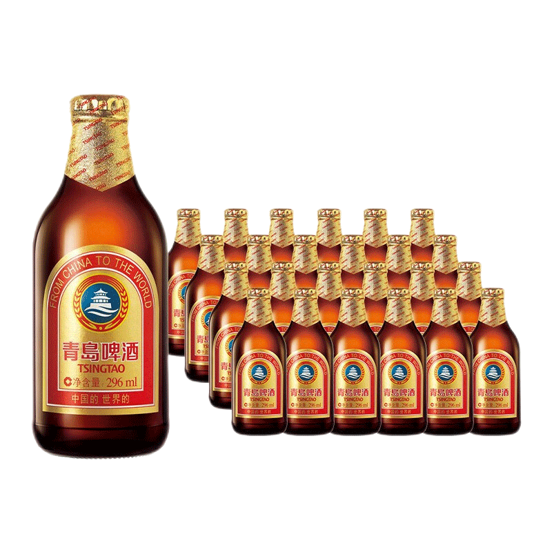青岛啤酒（TSINGTAO）青岛小棕金11度啤酒 青岛小棕金 296mL 24瓶 