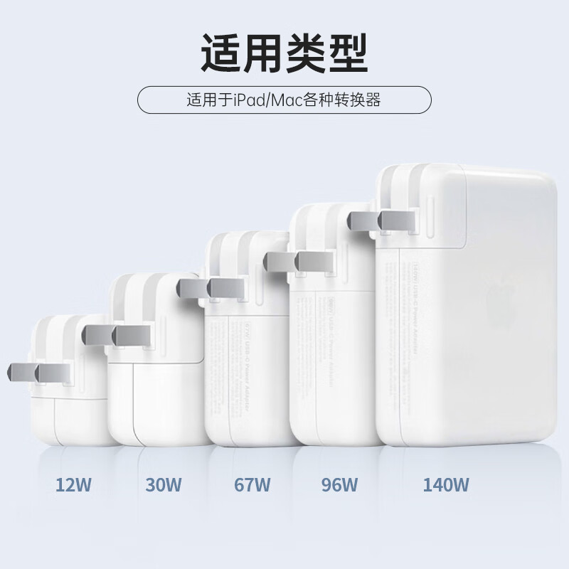 米瑞思（mryc）苹果笔记本电脑充电器延长线MacbookAir/Pro电源脚美标转换插头ipad适配器配件美版(出国美国日本)