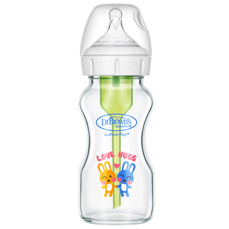 布朗博士玻璃奶瓶 0-3月新生婴儿防胀气防呛 宽口径奶瓶270ml 双兔 【玻璃】双兔270ml·0-3月