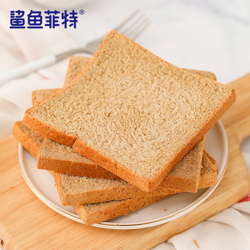 鲨鱼菲特 全麦面包 低脂粗粮代餐面包片 手撕吐司杂粮早餐速食整箱1050g