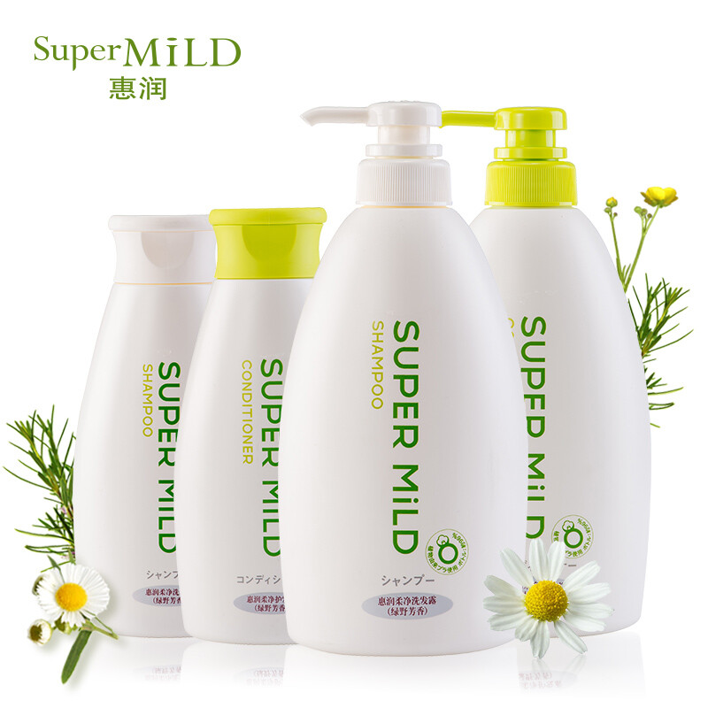 资生堂惠润（SUPER MiLD）柔净 绿野芳香洗护套装（洗发水600ml+护发素600ml+洗发露220ml+护发素220ml）