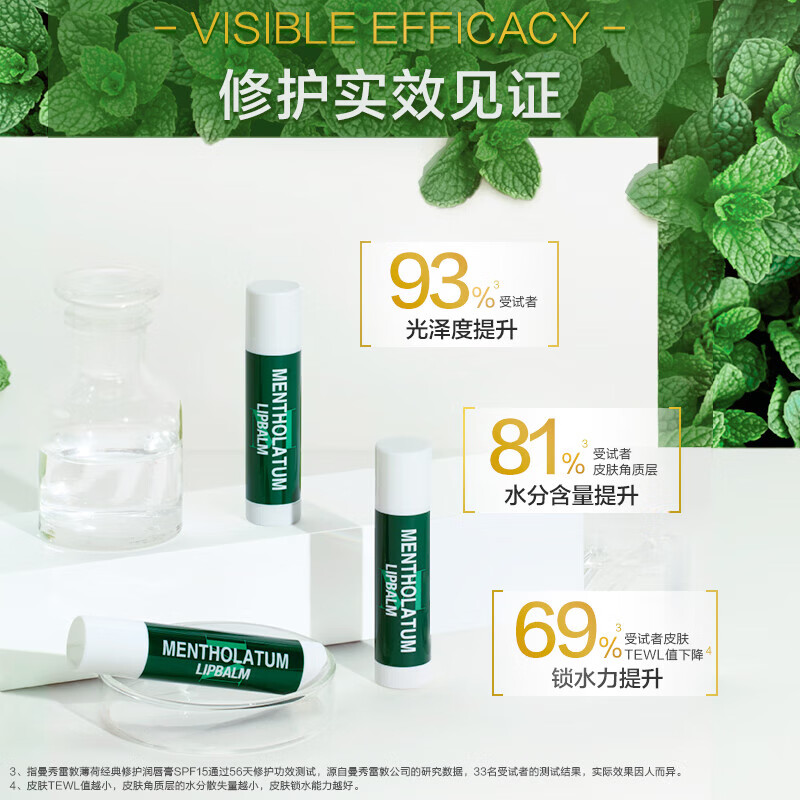 曼秀雷敦薄荷味润唇膏男女士清凉保湿滋润补水防干裂无色润唇膏 