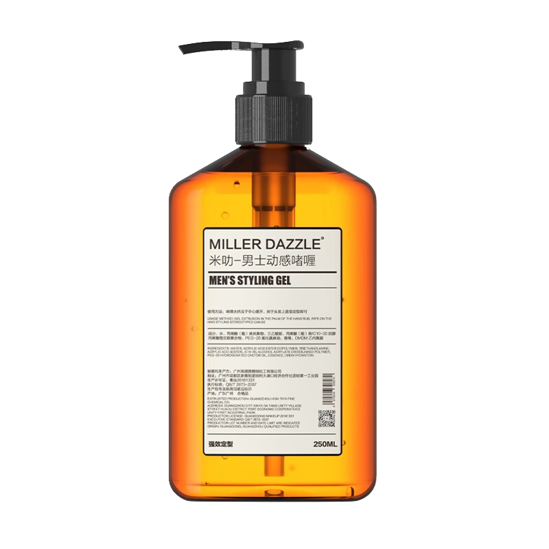 米叻（MILLER DAZZLE）啫喱膏啫喱水男士持久定型清爽保湿古龙香 250ML 发胶 背头 油头 男士动感啫喱250ml