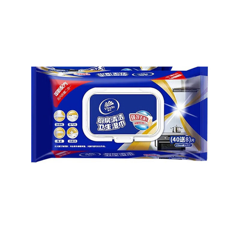 维达（Vinda） 厨房清洁湿巾48片厨房清洁加大加厚吸油厨房纸VW4002 