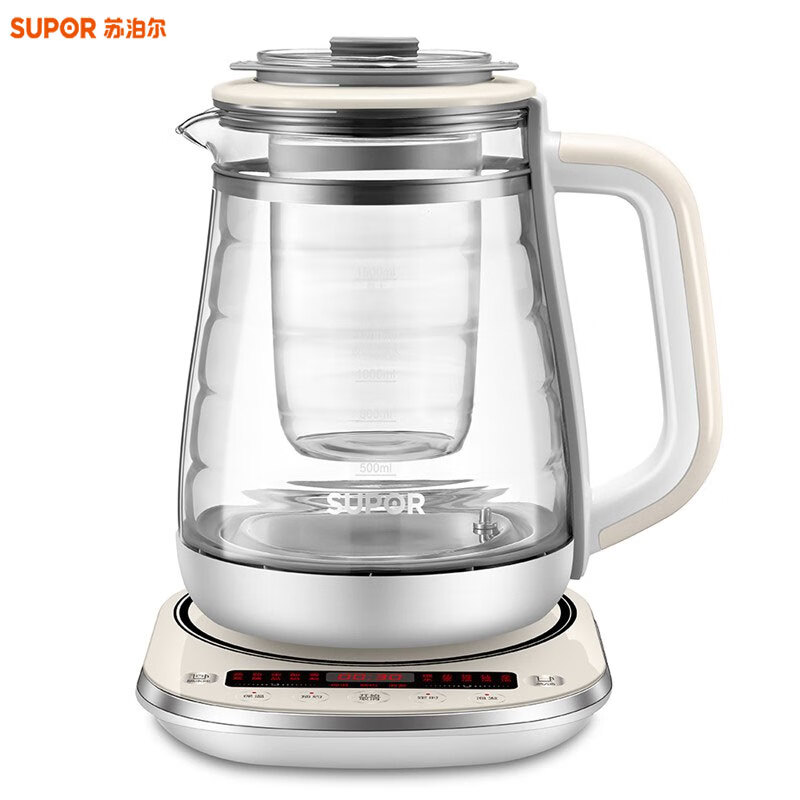 苏泊尔（SUPOR）养生壶办公室1.5L双层壶体防烫保温煮茶器花茶壶隔水炖盅滤网可拆煮茶壶SW-15Y11 