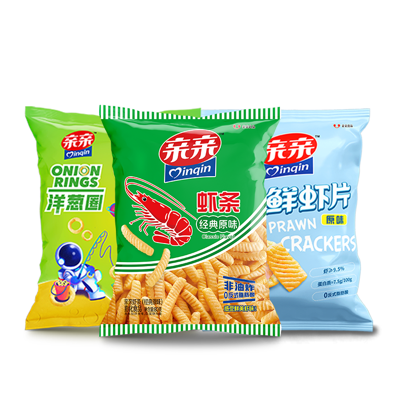 亲亲鲜虾条休闲零食240g（虾条+虾片+洋葱圈）膨化食品大礼包 虾条+虾片+洋葱圈 240g*1袋