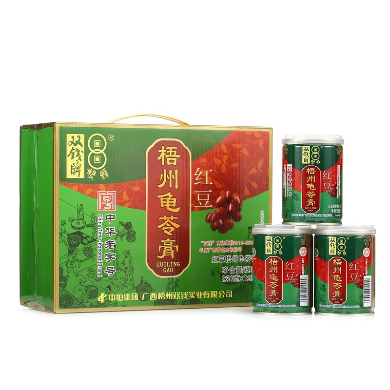 双钱牌 红豆梧州龟苓膏 250g *12罐礼盒装 中华老字号 送礼佳品 红豆龟苓膏 （250g *12罐）