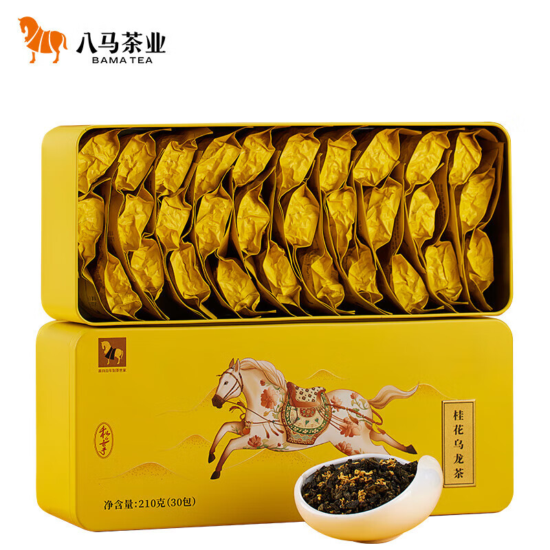八马茶业 茶叶 私享桂花乌龙茶 广西金桂花安溪茶料  盒装210g [花香口粮]桂花乌龙茶210g