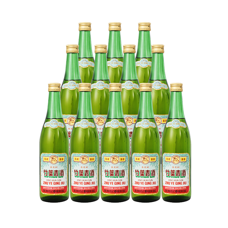 竹叶青酒 露酒 传承竹 45度 500mL*12瓶 整箱 山西杏花村汾酒 45度 500mL 12瓶 传承竹