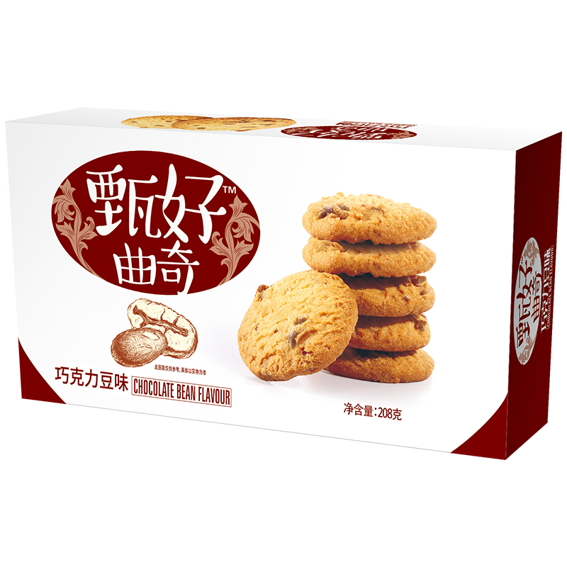 好吃点 甄好曲奇饼干巧克力豆味208g独立包装  办公室休闲零食聚会推荐 【经典曲奇】巧克力豆味208g