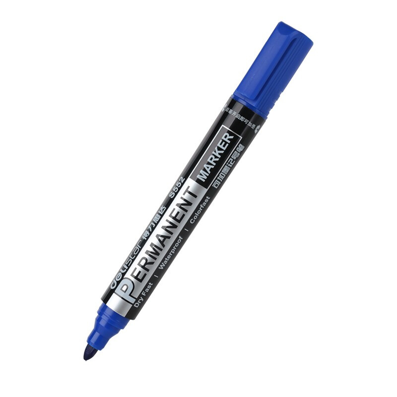 得力(deli)S552 蓝色粗头可加墨记号笔 油性大头笔物流笔 10支/盒 x S552-蓝