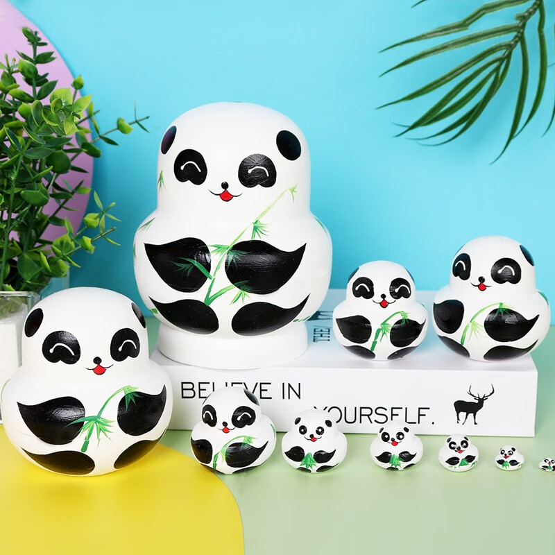 华诗孟俄罗斯套娃儿童小熊套娃玩具木质10层手工彩绘图案中国风创意摆件 小熊套娃10层