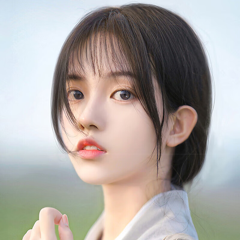 晨色空气刘海假发女头顶全真发自然前额法式假刘海贴片轻薄款齐刘海 刘海「6G分缝」自然色 1件