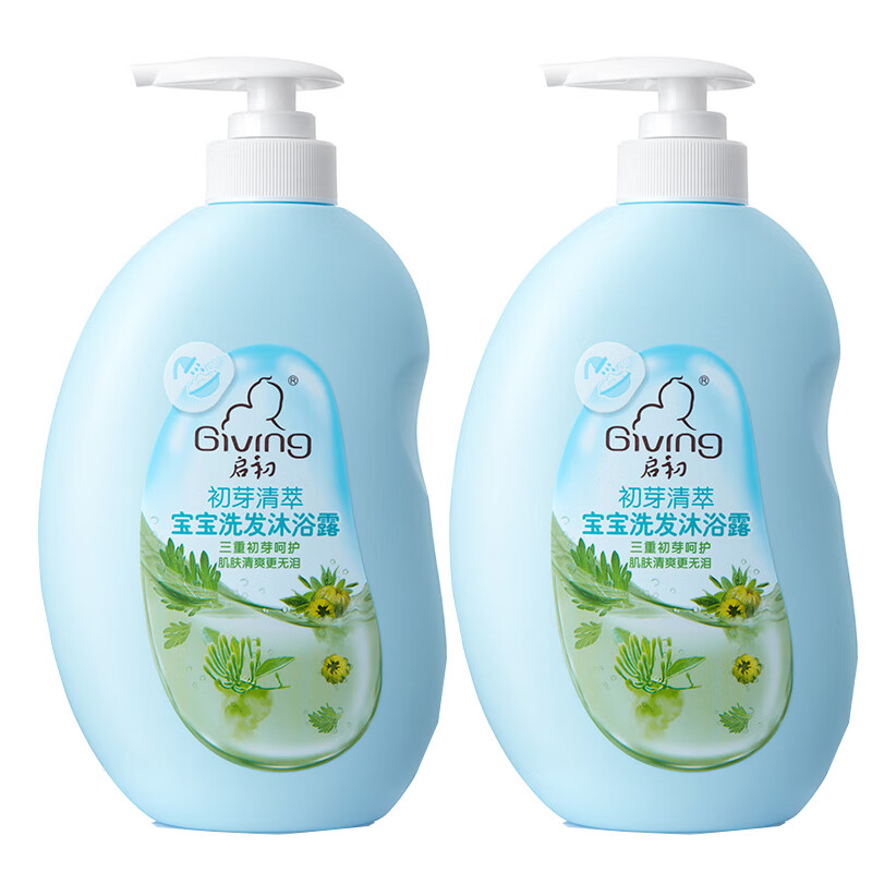 启初 GIVING 初芽清萃宝宝洗发沐浴露620ml保湿水润润肤温和儿童适用*2 